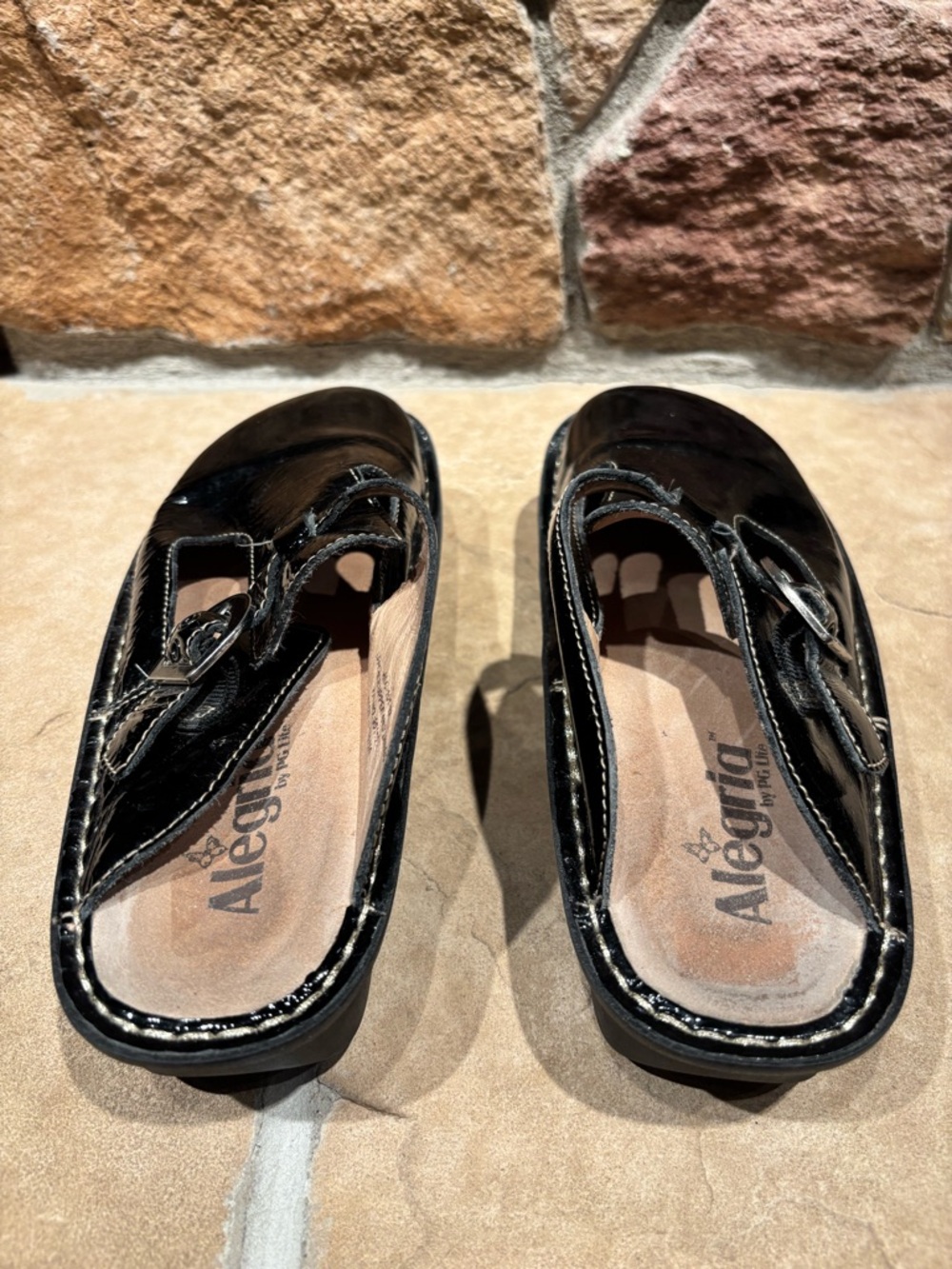 Alegria Black Patent Leather Clog Mule with Buckle - Picture 3 of 6
